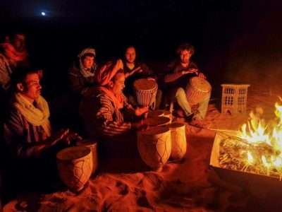 Morocco best sahara tours, Morocco desert tour, under stars in desert with a berber music atmosphere, 5 Days 4 Nights Desert Tour From Marrakech to Fes